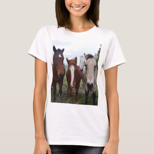 T-shirt Les Cheveux Frissés, Quatre Pals De Cheval, (Devant)