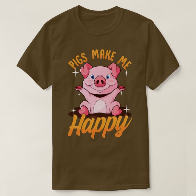 T-shirt Les Chiens Me Rendent Heureux Le Porc Adorable (Design devant)