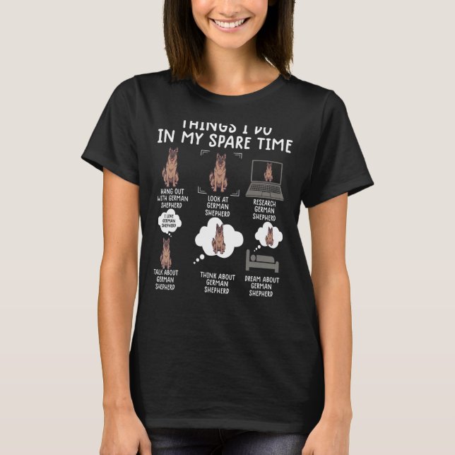 T-shirt Les choses que je fais dans mon temps libre chien  (Devant)