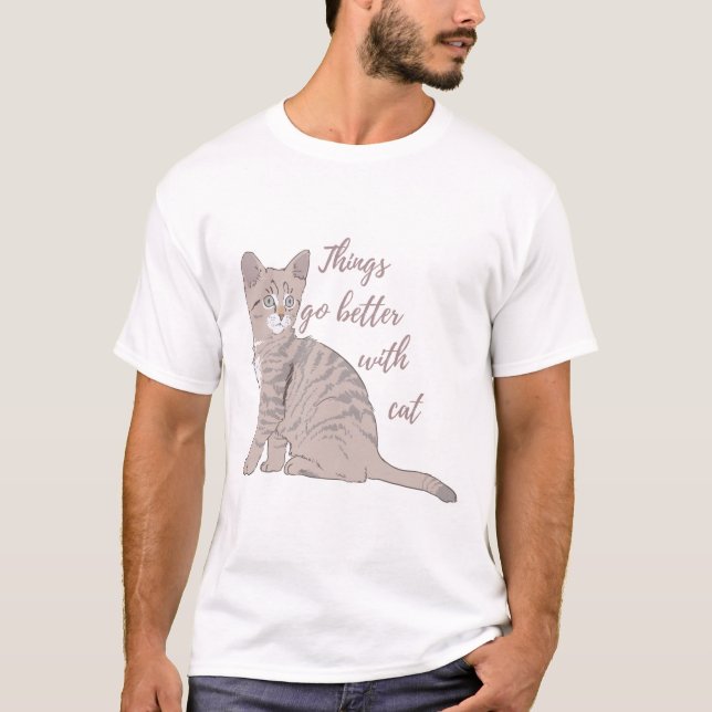 T-shirt Les choses vont mieux avec le chat (Devant)