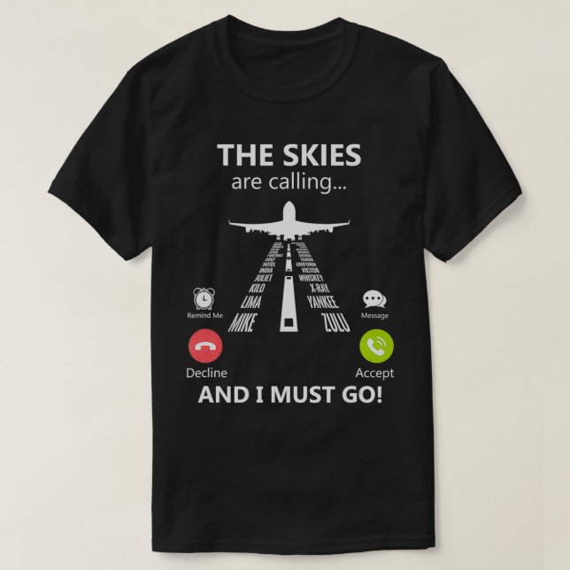 T-shirt Les cieux m'appellent et je dois partir Pilote Pho (Design devant)