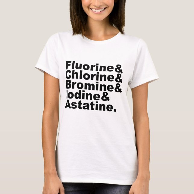 T-shirt Les cinq halogènes de la chimie | Chlorure de brom (Devant)
