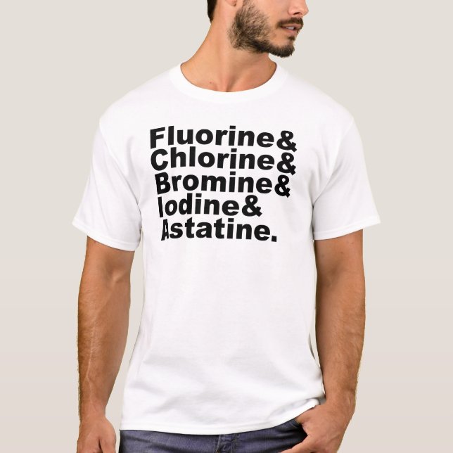 T-shirt Les cinq halogènes de la chimie | Chlorure de brom (Devant)