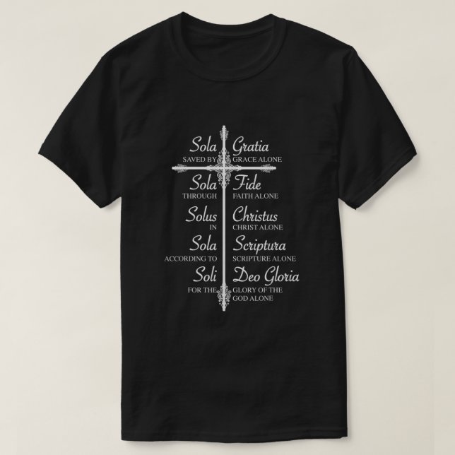 T-shirt Les Cinq Solas, Chemise mignonne Mouvement chrétie (Design devant)