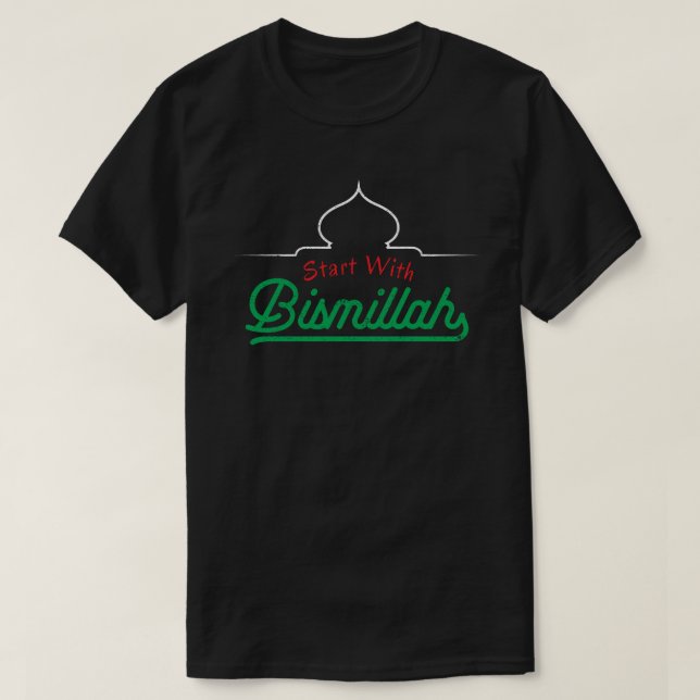 T-shirt Les Citations Islamiques Commencent Par Bismillah (Design devant)
