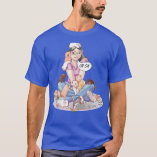 T-shirt Les Cochons De Guinée Drôle Jouent Avec Une Fille 