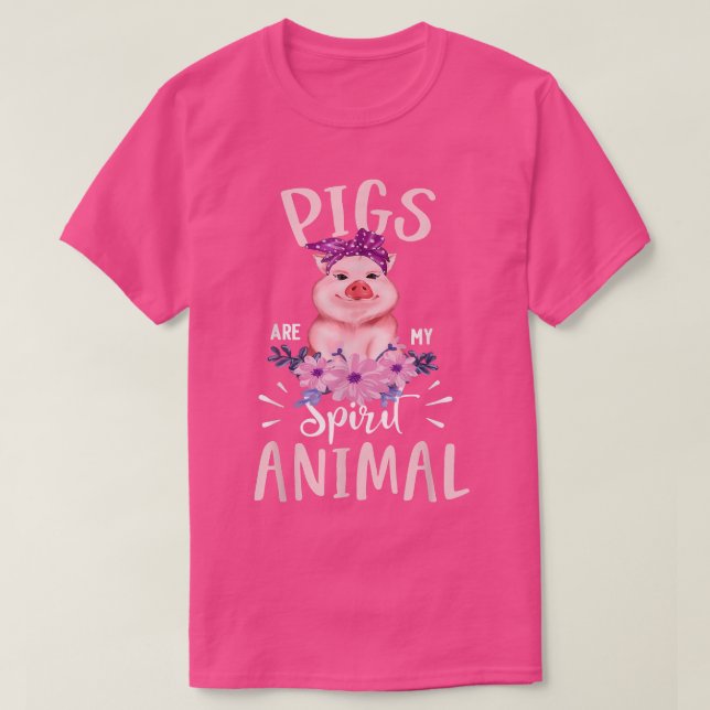 T-shirt Les Cochons Sont Mon Esprit Animal Drôle Mignonne  (Design devant)