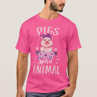 T-shirt Les Cochons Sont Mon Esprit Animal Drôle Mignonne 