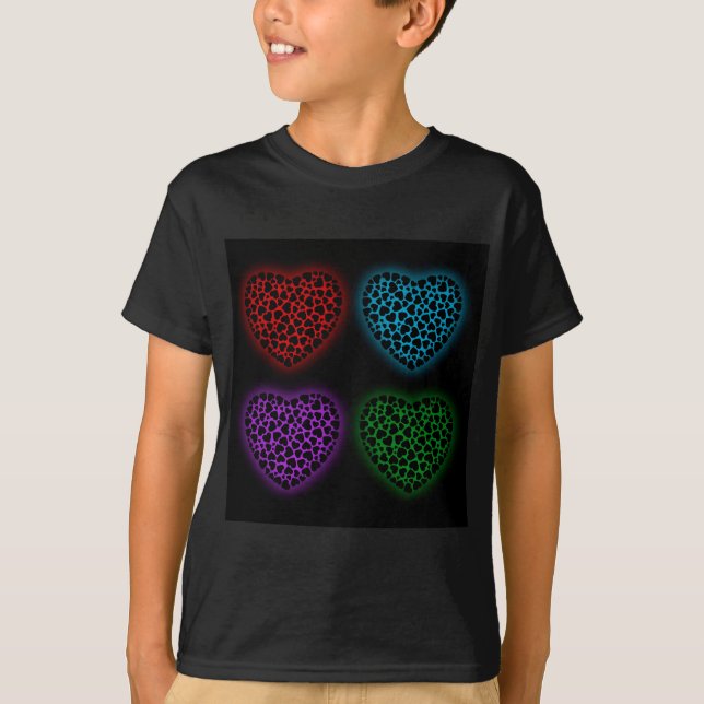 T-shirt Les coeurs de Valentine brillent dans le noir (Devant)