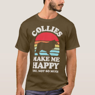 T-shirt Les collies me rendent heureux Sunset Retro pour l