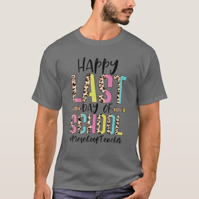 T-shirt Les Couleurs Léopard Joyeux Jour De L'École Présco (Devant)