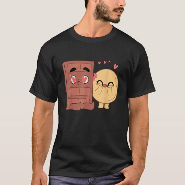 T-shirt Les Couples Choco Et Pancake Aiment La Valentine Q (Devant)