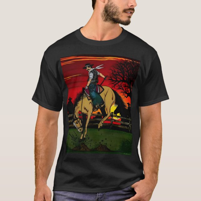 T-shirt "Les Cowboys" Tirage couleur. (Devant)