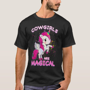 T-shirt Les Cowgirls Sont Magique Unicorne Travail Rodéo P