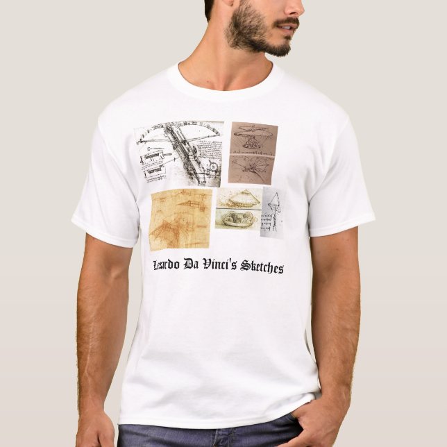 T-shirt Les croquis de Leonardo da Vinci (Devant)