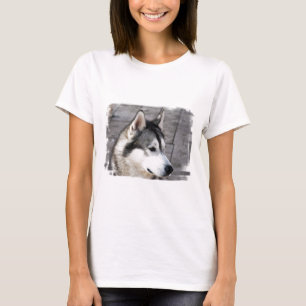T-shirt Les dames de photo de Malamute ont adapté le