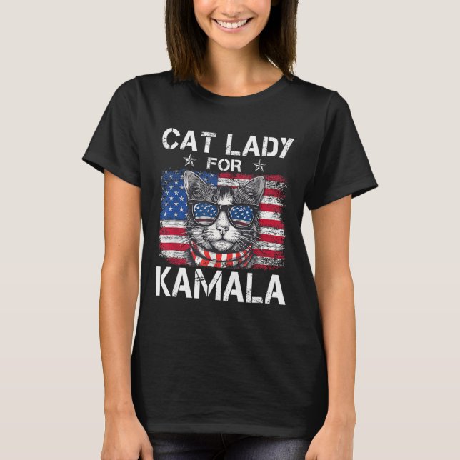 T-shirt Les Dames Pour Kamala Drôle Chat 2024 Président Ka (Devant)