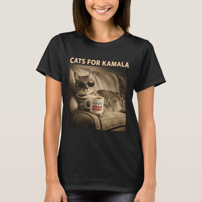 T-shirt Les Dames Pour Kamala Drôle Chat 2024 Président Ka (Devant)