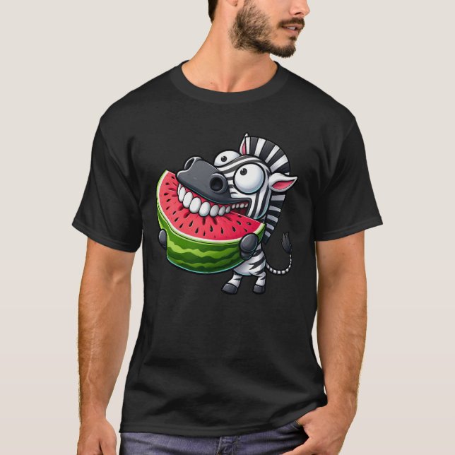 T-shirt Les dents souriantes de la pastèque zébrée exquise (Devant)
