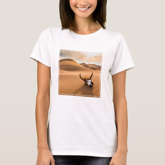 T-shirt Les déserts | Crâne de vache Dunes de sable ondulé (Devant)