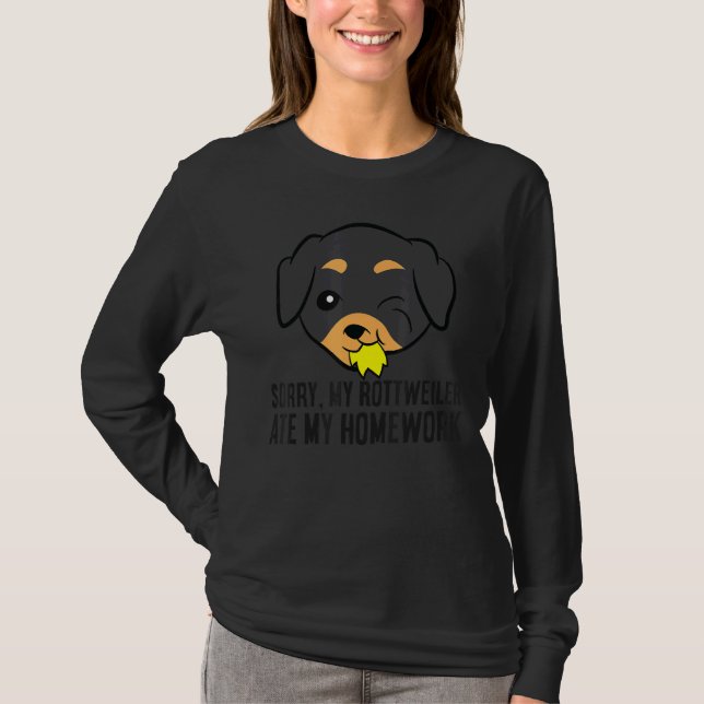 T-shirt Les devoirs de l'école Désolé Mon Rottweiler Ate M (Devant)