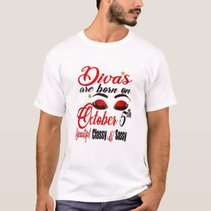 T-shirt Les Divas Mignonnes Femmes Sont Nées Le 5 Octobre