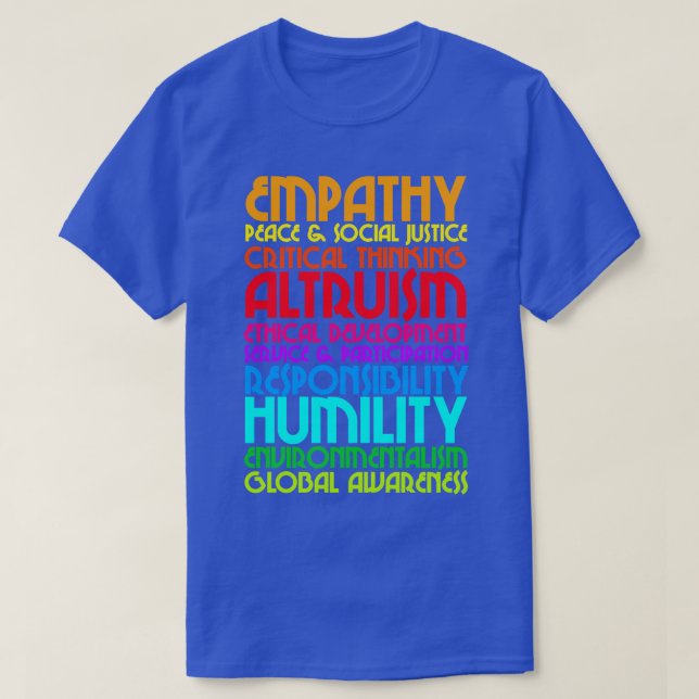 T-shirt Les dix engagements La conception des valeurs huma (Design devant)