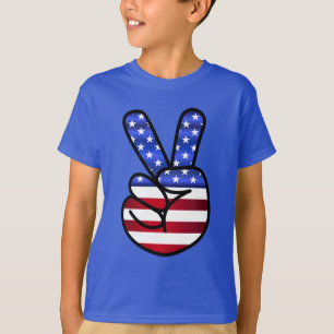 T-shirt Les doigts de paix patriotiques