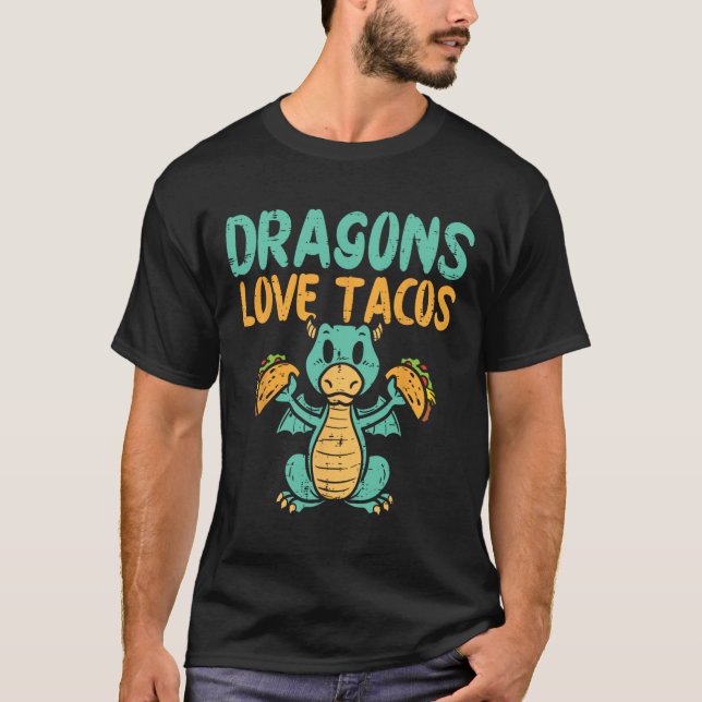 T-shirt Les dragons aiment les tacos Mignon Cinco De Mayo  (Devant)