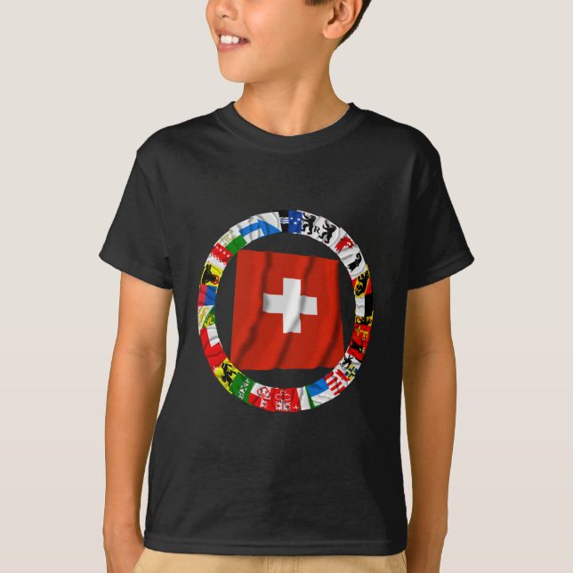 T-shirt Les drapeaux des cantons de la Suisse (Devant)