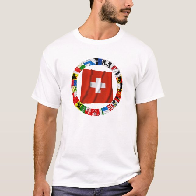 T-shirt Les drapeaux des cantons de la Suisse (Devant)