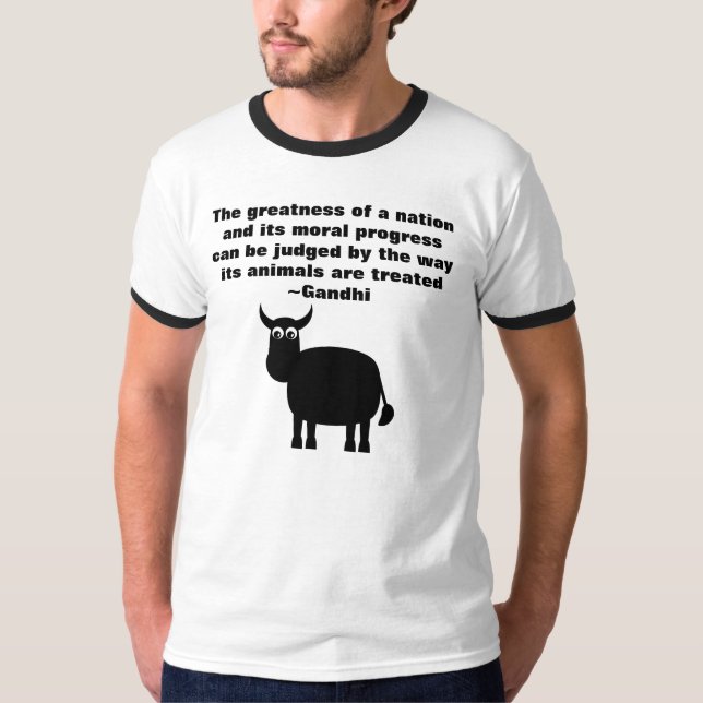 T-shirt Les droits des animaux de Gandhi citent Taureau (Devant)