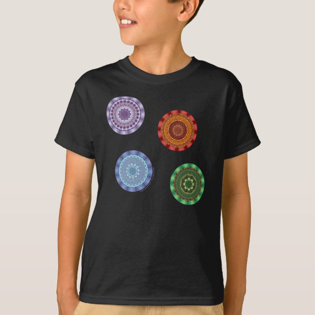 T-shirt Les éléments Mandalas Kid's et Baby Dark Shirt (Devant)