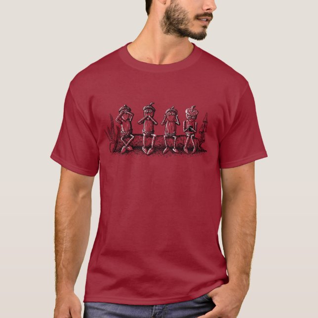 T-shirt Les elfes d'Acorn en parodie des Trois Sages (Devant)