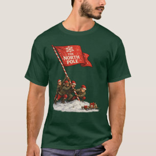 T-shirt Les Elfes de Santa Plantent le Drapeau du Pôle Nor