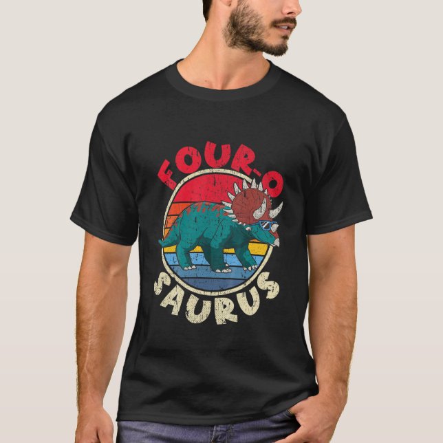 T-shirt Les Enfants 4Th Birthday Four O Saurus (Devant)