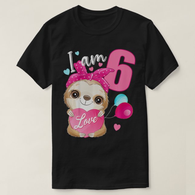T-shirt Les enfants 6 Years 6 Birthday Outfit girl (Design devant)