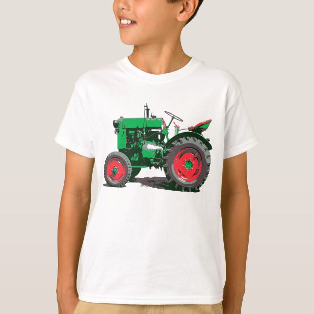 T-shirt Les enfants aiment un grand tracteur vert (Devant)