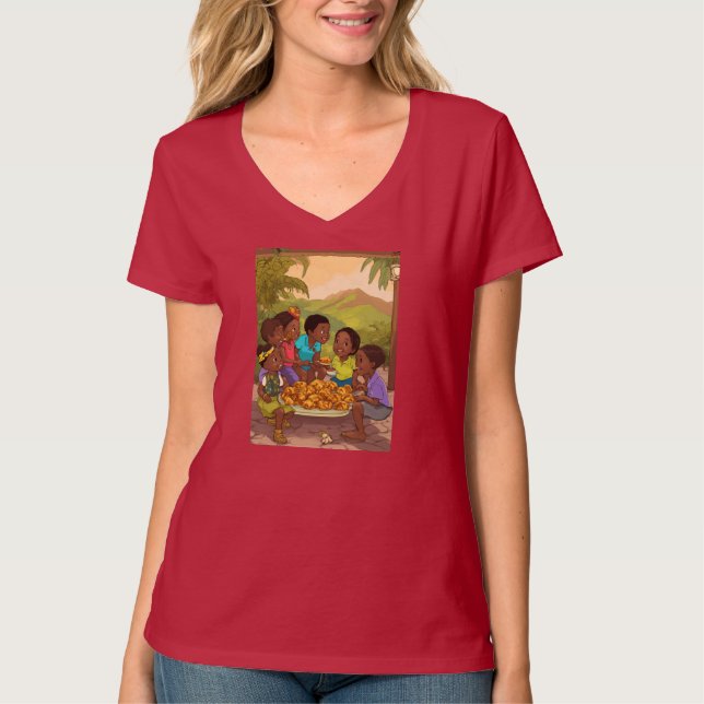 T-shirt les enfants apprécient la nourriture (Devant)