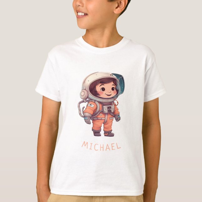 T-shirt Les enfants astronautes dans les planètes spatiale (Devant)