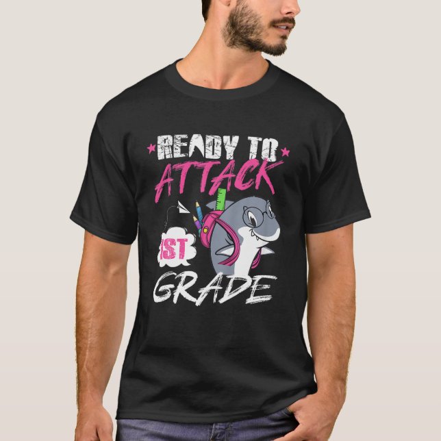 T-shirt Les Enfants Prêts À Attaquer Le Requin De 1Ère Ann (Devant)