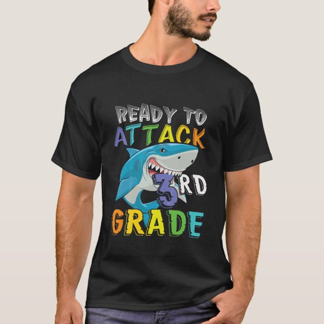 T-shirt Les Enfants Prêts À Attaquer Le Requin De 3E Année (Devant)