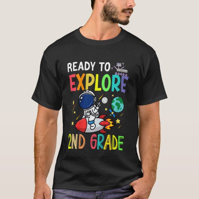 T-shirt Les Enfants Prêts À Explorer Un Astronaute De Deux (Devant)