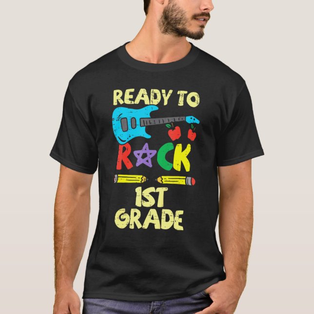 T-shirt Les Enfants Prêts À Rocher Guitare De 1Ere Année P (Devant)