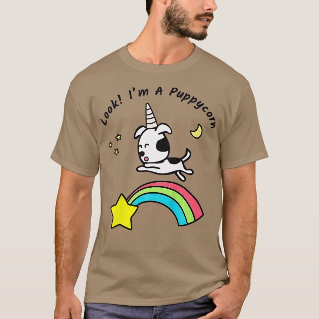T-shirt Les enfants regardent je suis un Puppycorn (Devant)