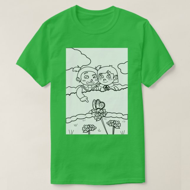 T-shirt Les enfants trouvent un papillon comme des livres  (Design devant)