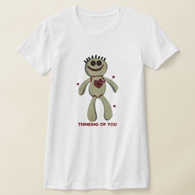 T-shirt Les épingles de coeur de poupée Voodoo pensant à v (Poser)