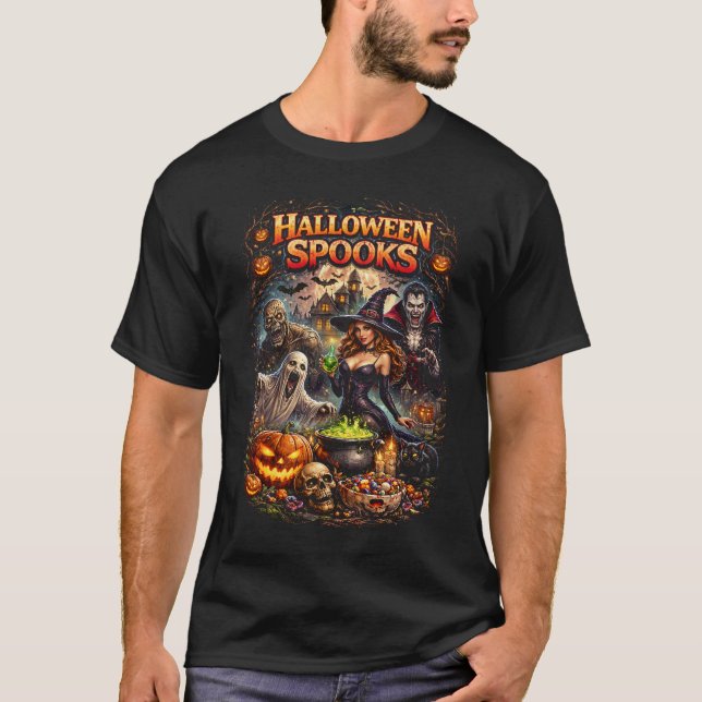 T-shirt Les épouvantails d'Halloween (Devant)