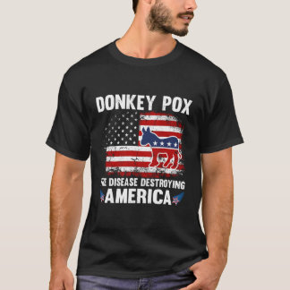 T-shirt Les Etats-Unis Drapeau Pox L'Âne La Maladie Détrui