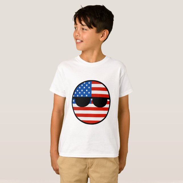 T-shirt Les Etats-Unis Geeky tendants drôles Countryball (Devant entier)